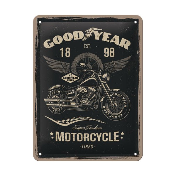 Goodyear Tin Sign (15 x 20 cm) &quot;Motorcycle&quot;